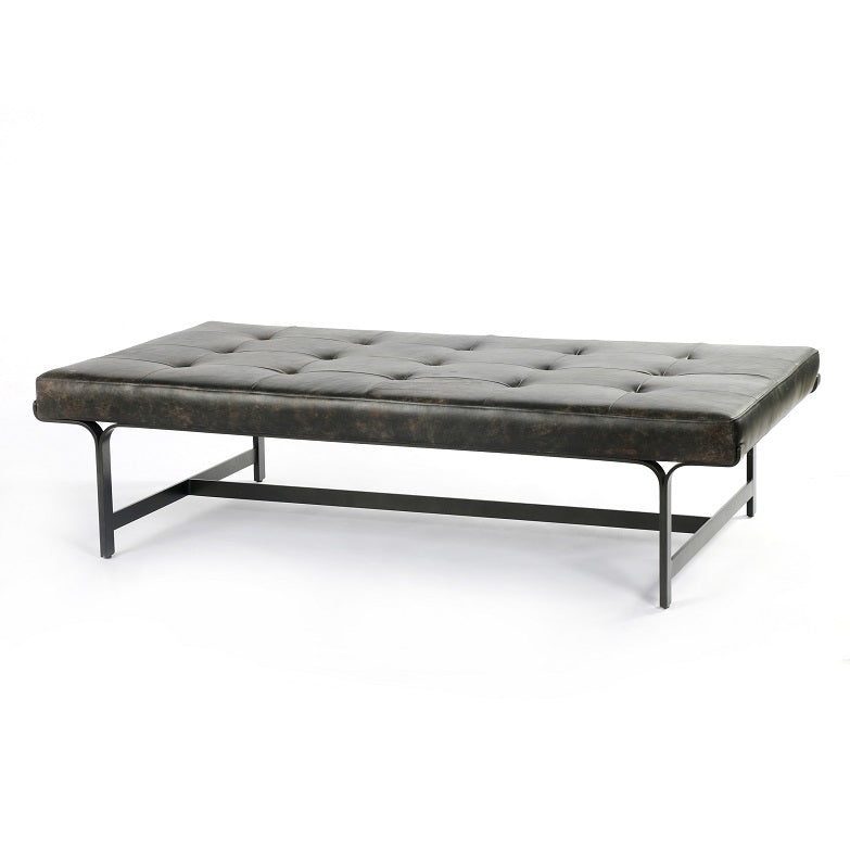 Lindale 63" Leather + Iron Coffee Table - Classic Carolina Home