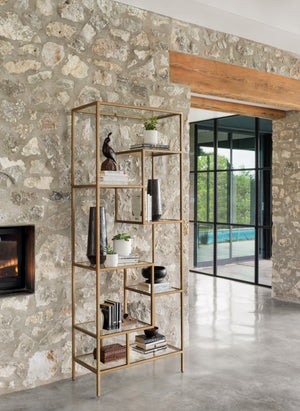 Halton 32" Iron + Glass Bookcase - Classic Carolina Home