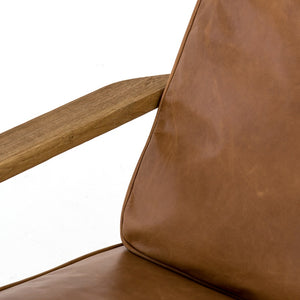 Britt 28" Top Grain Leather Lounge Chair - Palomino + Drift Oak - Classic Carolina Home
