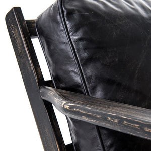 Britt 28" Top Grain Leather Lounge Chair - Ebony + Black Wash - Classic Carolina Home