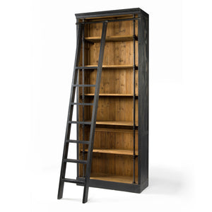 Ivan 39" Bookcase w/Ladder - Antique Black - Classic Carolina Home