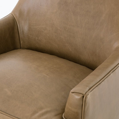 Davos 31" Top Grain Leather Chair - Taupe - Classic Carolina Home