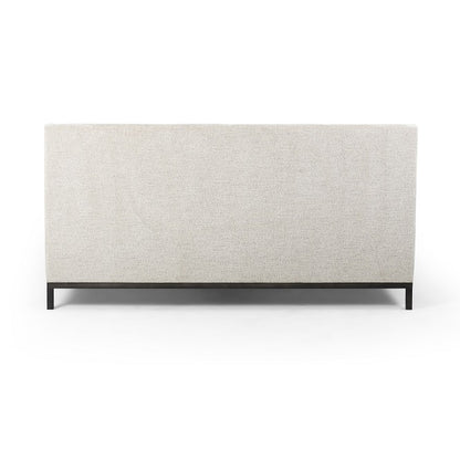 Newton Tufted Fabric + Iron Bed - Plush Linen - Classic Carolina Home