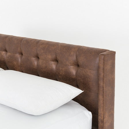Newton Tufted Leather + Iron Bed - Tobacco - Classic Carolina Home