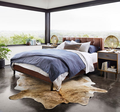 Newton Tufted Leather + Iron Bed - Tobacco - Classic Carolina Home