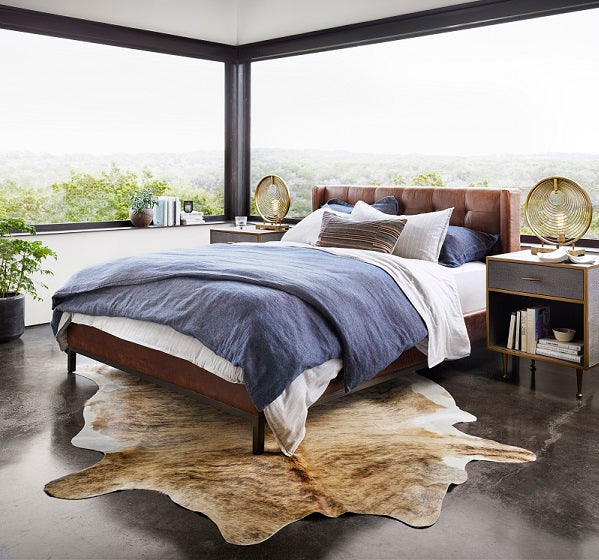 Newton Tufted Leather + Iron Bed - Tobacco - Classic Carolina Home