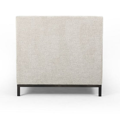 Newton Tufted Fabric + Iron Bed - Plush Linen - Classic Carolina Home