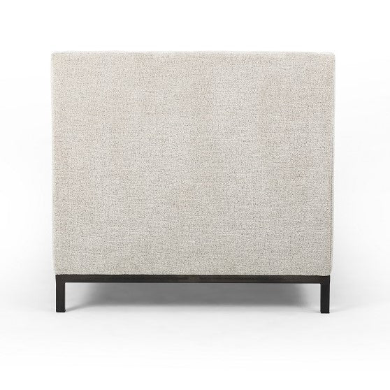 Newton Tufted Fabric + Iron Bed - Plush Linen - Classic Carolina Home