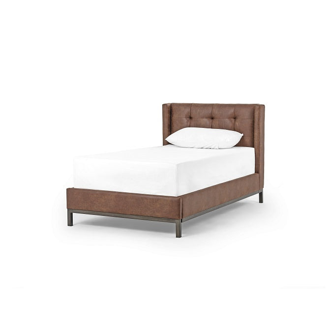 Newton Tufted Leather + Iron Bed - Tobacco - Classic Carolina Home