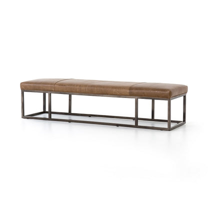 Beaufort 72" Top Grain Leather + Iron Bench - Warm Taupe Dakota - Classic Carolina Home