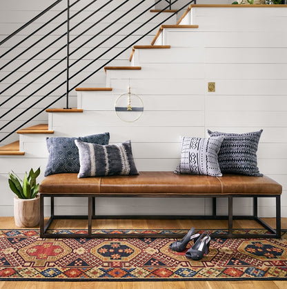 Beaufort 72" Top Grain Leather + Iron Bench - Warm Taupe Dakota - Classic Carolina Home