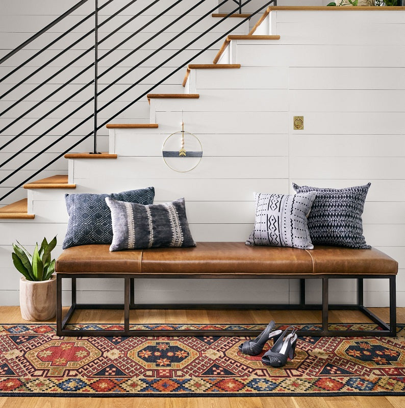 Beaufort 72" Top Grain Leather + Iron Bench - Warm Taupe Dakota - Classic Carolina Home