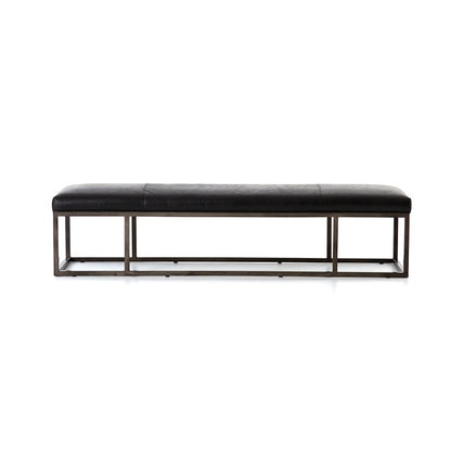 Beaufort 72" Top Grain Leather + Iron Bench - Black - Classic Carolina Home