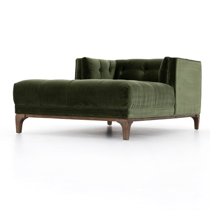 Dillon 62" Velvet Chaise - Olive - Classic Carolina Home