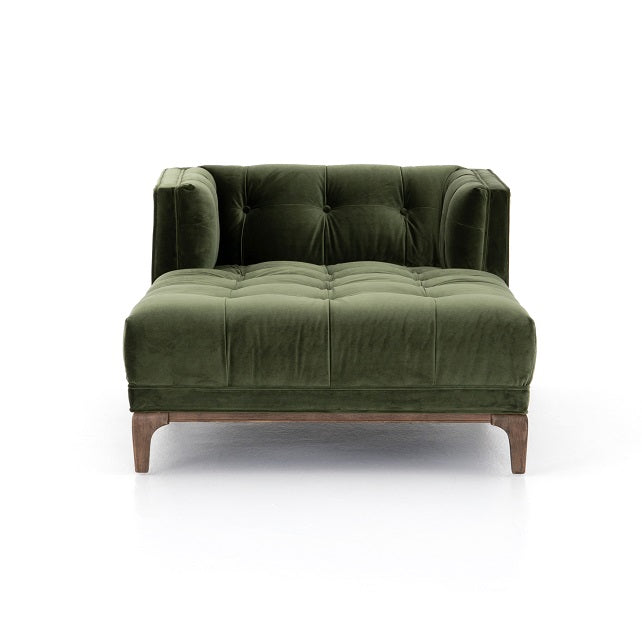Dillon 62" Velvet Chaise - Olive - Classic Carolina Home