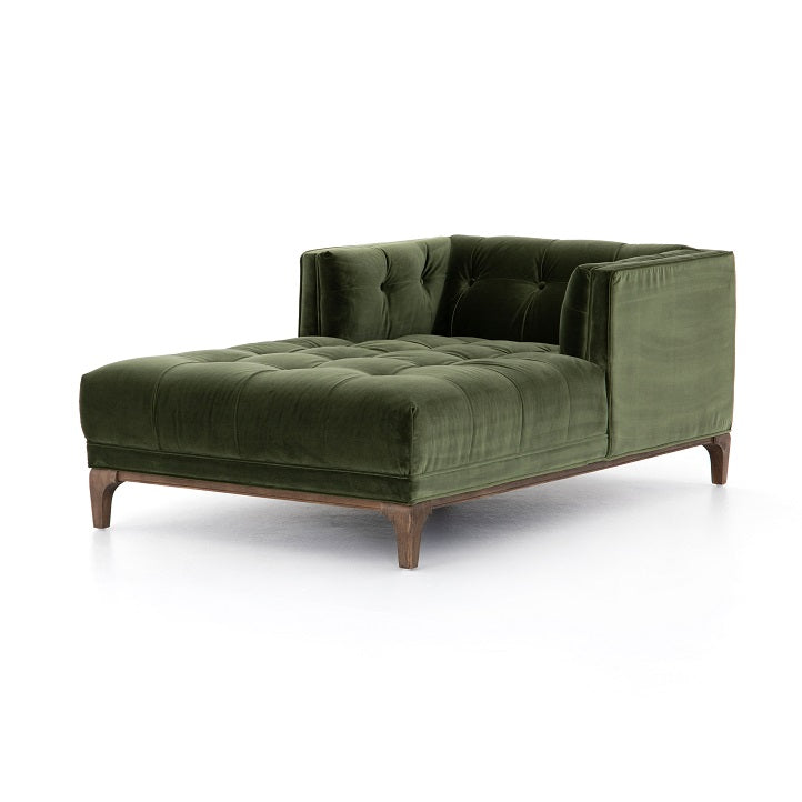 Dillon 62" Velvet Chaise - Olive - Classic Carolina Home