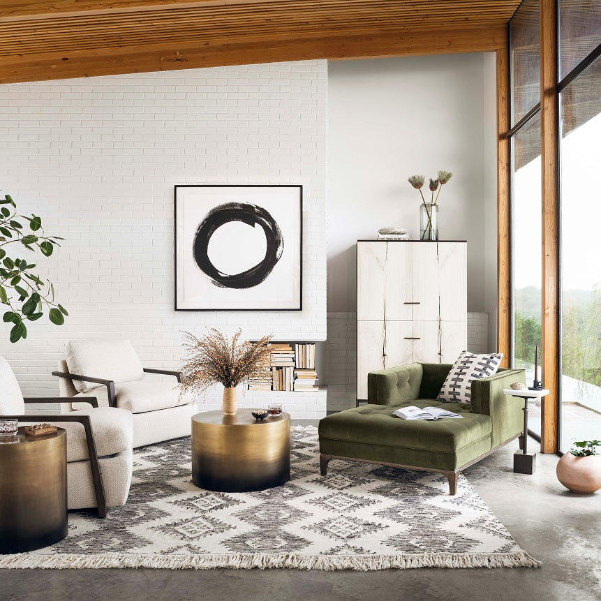 Dillon 62" Velvet Chaise - Olive - Classic Carolina Home