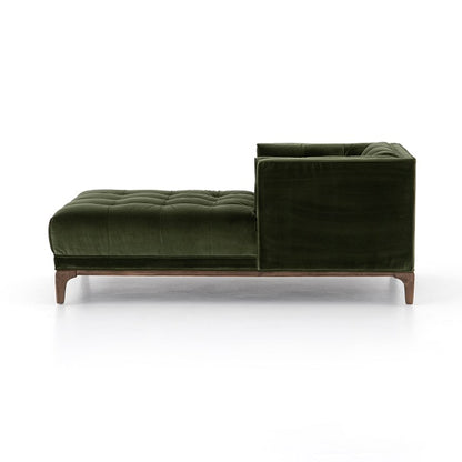 Dillon 62" Velvet Chaise - Olive - Classic Carolina Home