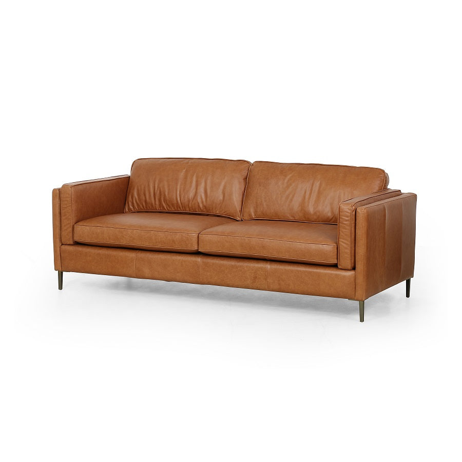 Emerson 84" Top Grain Leather Sofa - Butterscotch - Classic Carolina Home