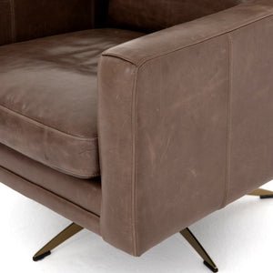 Landis 32" Top Grain Leather Swivel Chair - Classic Carolina Home