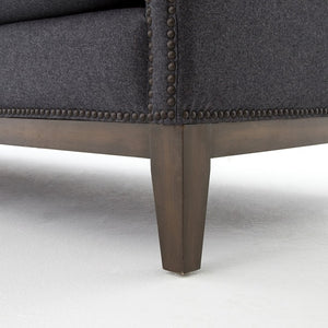 Marci 83" Leather + Oak Double Chaise - Charcoal - Classic Carolina Home