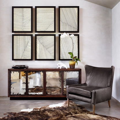 Masterson 30" Top Grain Leather Wing Chair - Vintage Black - Classic Carolina Home