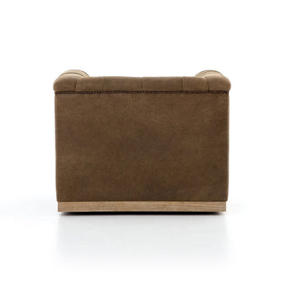 Maxine 34" Top Grain Leather Swivel Chair - Earth - Classic Carolina Home