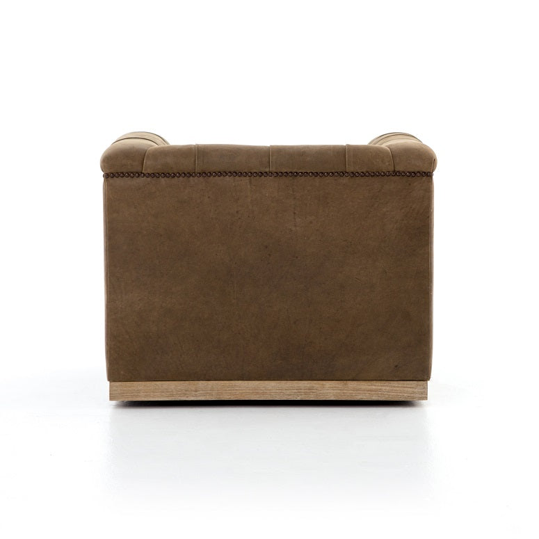 Maxine 34" Top Grain Leather Swivel Chair - Earth - Classic Carolina Home