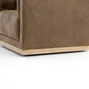 Maxine 34" Top Grain Leather Swivel Chair - Earth - Classic Carolina Home