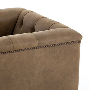 Maxine 34" Top Grain Leather Swivel Chair - Earth - Classic Carolina Home