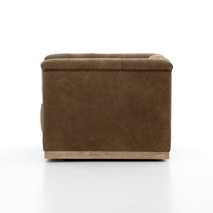 Maxine 34" Top Grain Leather Swivel Chair - Earth - Classic Carolina Home