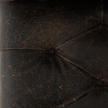 Maxine 34" Top Grain Leather Swivel Chair - Distressed Black - Classic Carolina Home