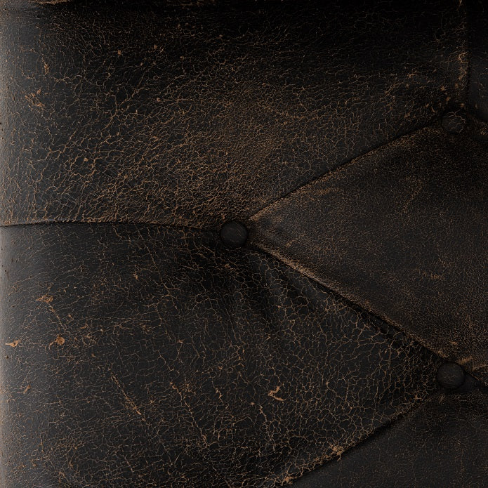 Maxine 34" Top Grain Leather Swivel Chair - Distressed Black - Classic Carolina Home