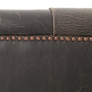 Maxine 95" Top Grain Leather Tufted Sofa - Distressed Black - Classic Carolina Home
