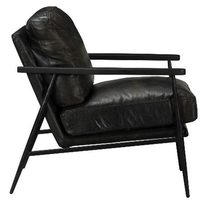 Kristoff Top Grain Leather Club Chair - Black - Classic Carolina Home