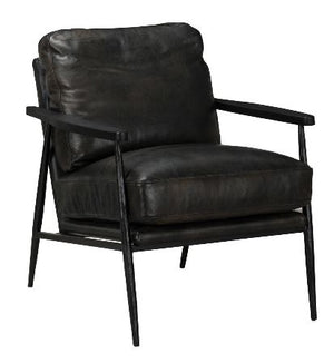Kristoff Top Grain Leather Club Chair - Black - Classic Carolina Home
