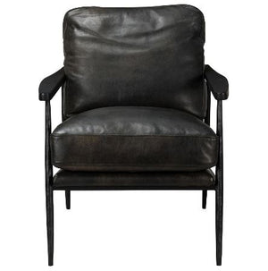 Kristoff Top Grain Leather Club Chair - Black - Classic Carolina Home