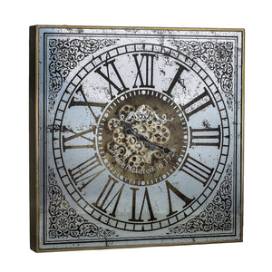 Celeste 33" Antique Mirror Gears Wall Clock - Classic Carolina Home