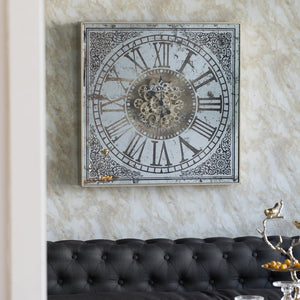 Celeste 33" Antique Mirror Gears Wall Clock - Classic Carolina Home