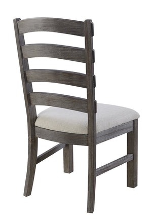 Mooresville Slat Back Side Chair - White Linen + Charcoal Wash - Classic Carolina Home