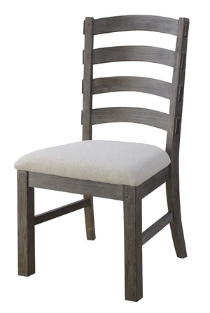 Mooresville Slat Back Side Chair - White Linen + Charcoal Wash - Classic Carolina Home