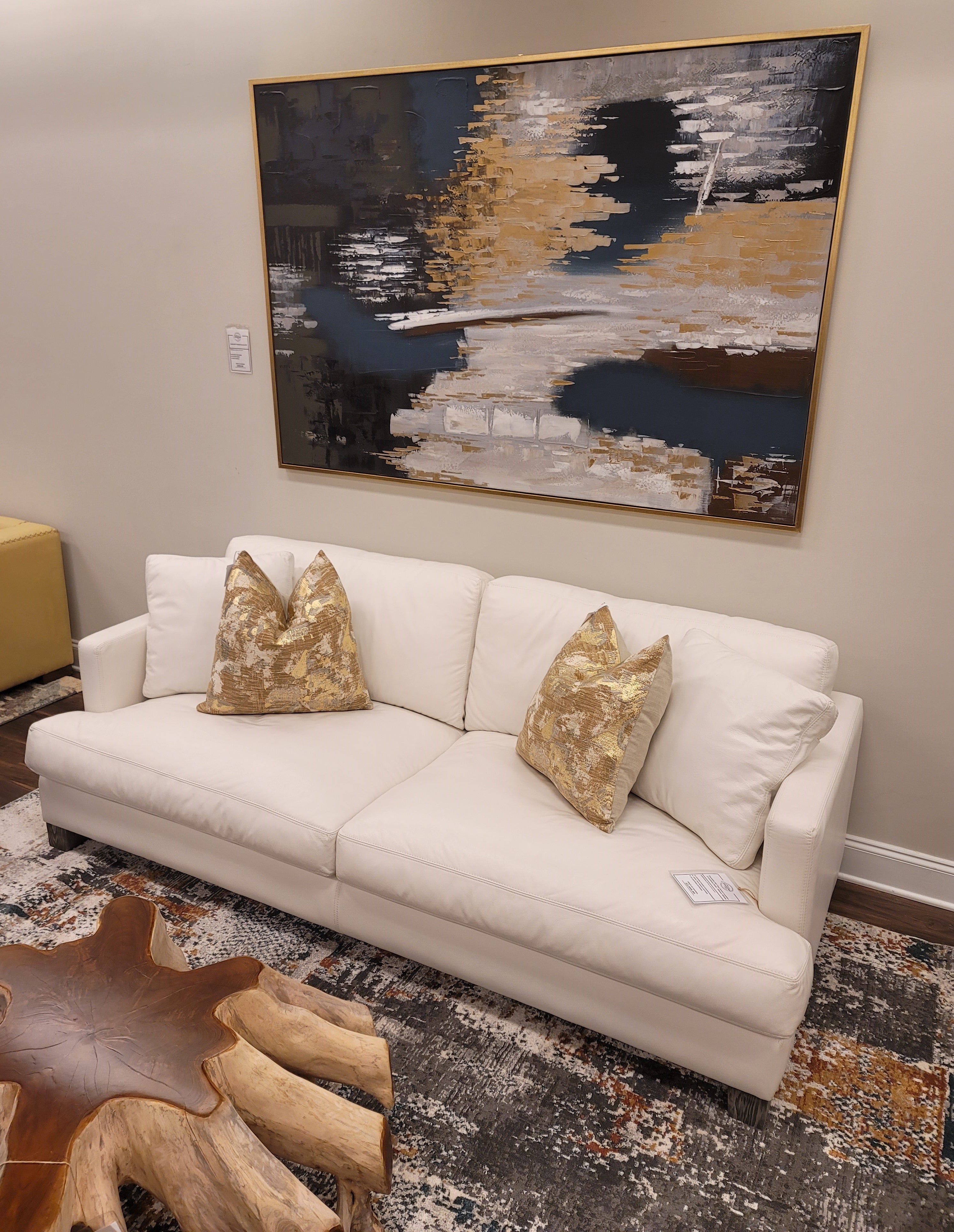 Franklin 90" Top Grain Leather 2 Cushion Sofa - Winter White