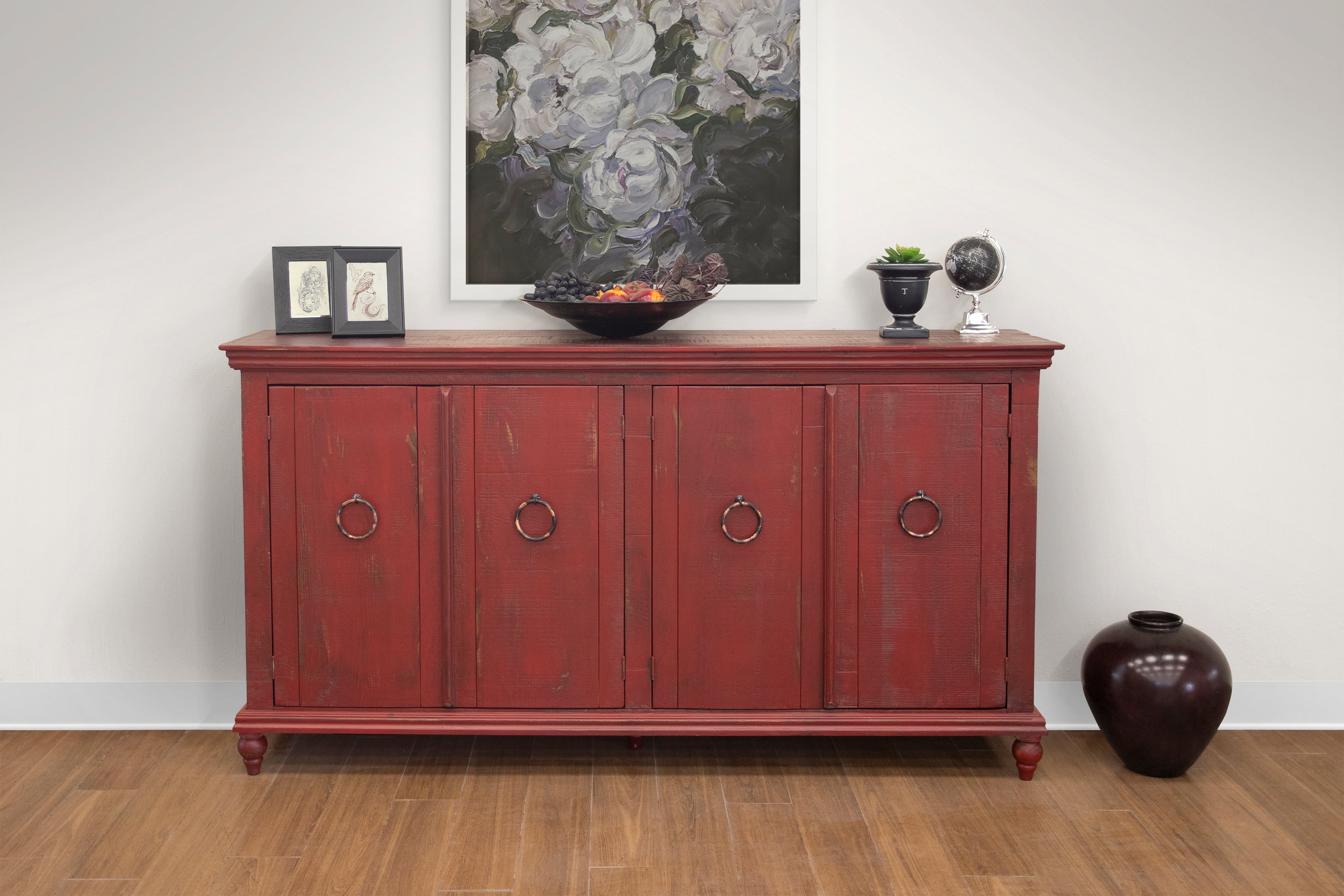 Celeste 74" 4 Door Sideboard - Red - Classic Carolina Home