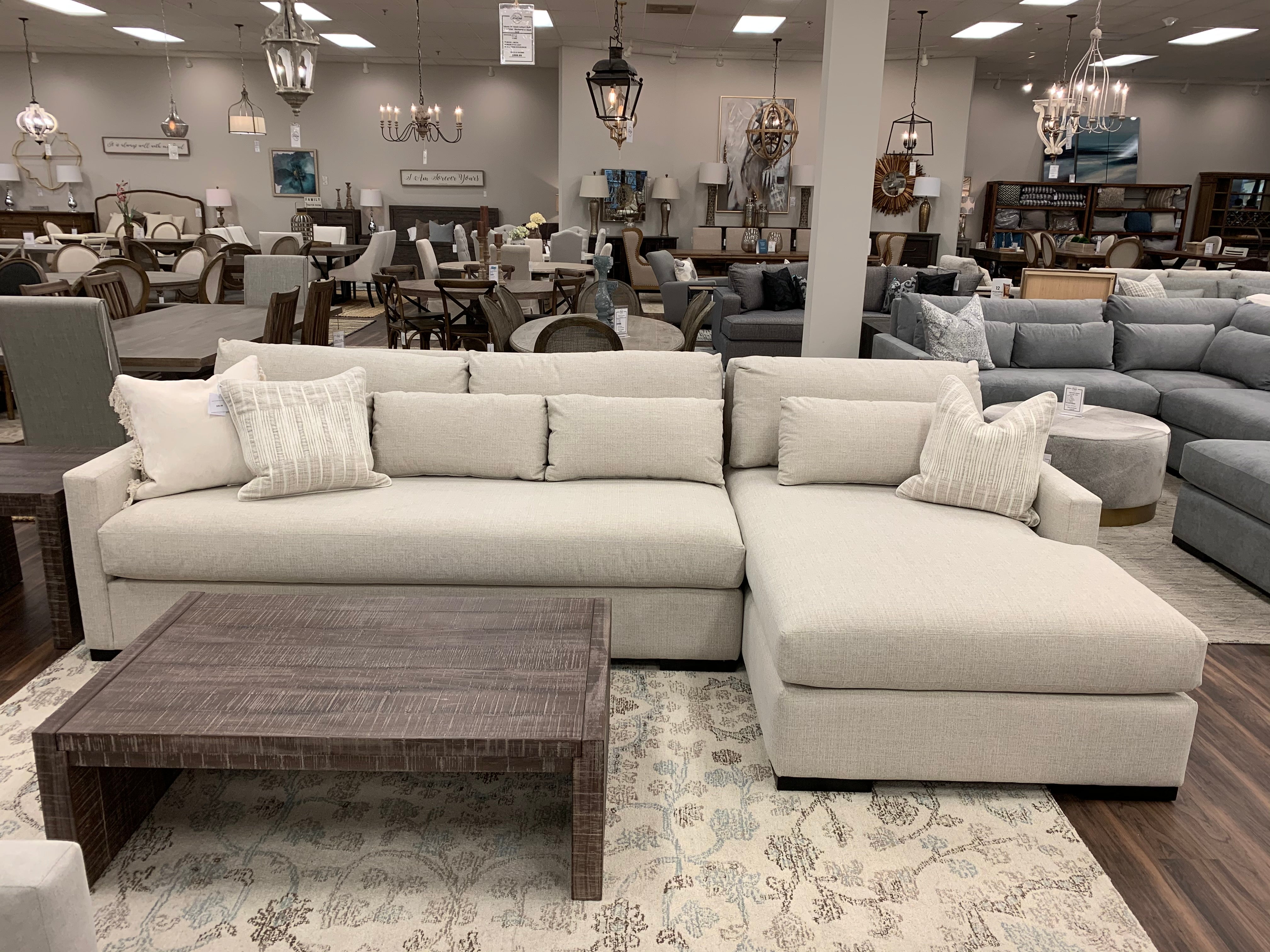 Glenda 130" Quick Ship Sofa w/RAF Chaise - Crypton Quicksilver - Classic Carolina Home