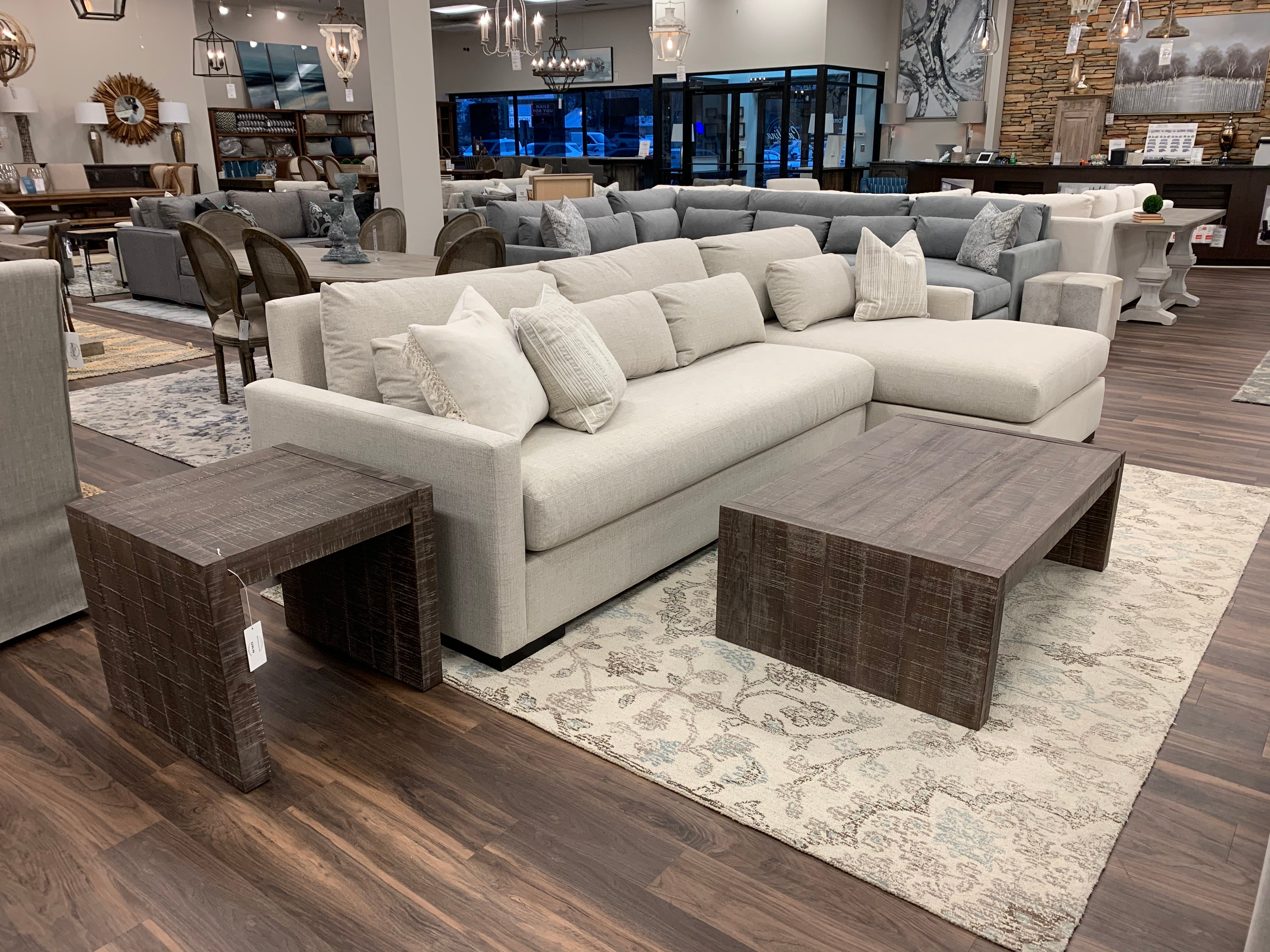 Glenda 130" Quick Ship Sofa w/RAF Chaise - Crypton Quicksilver - Classic Carolina Home