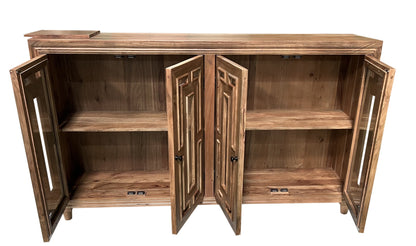 Dominic 71" Acacia 4 Door Glass Front Sideboard - Natural + Gray