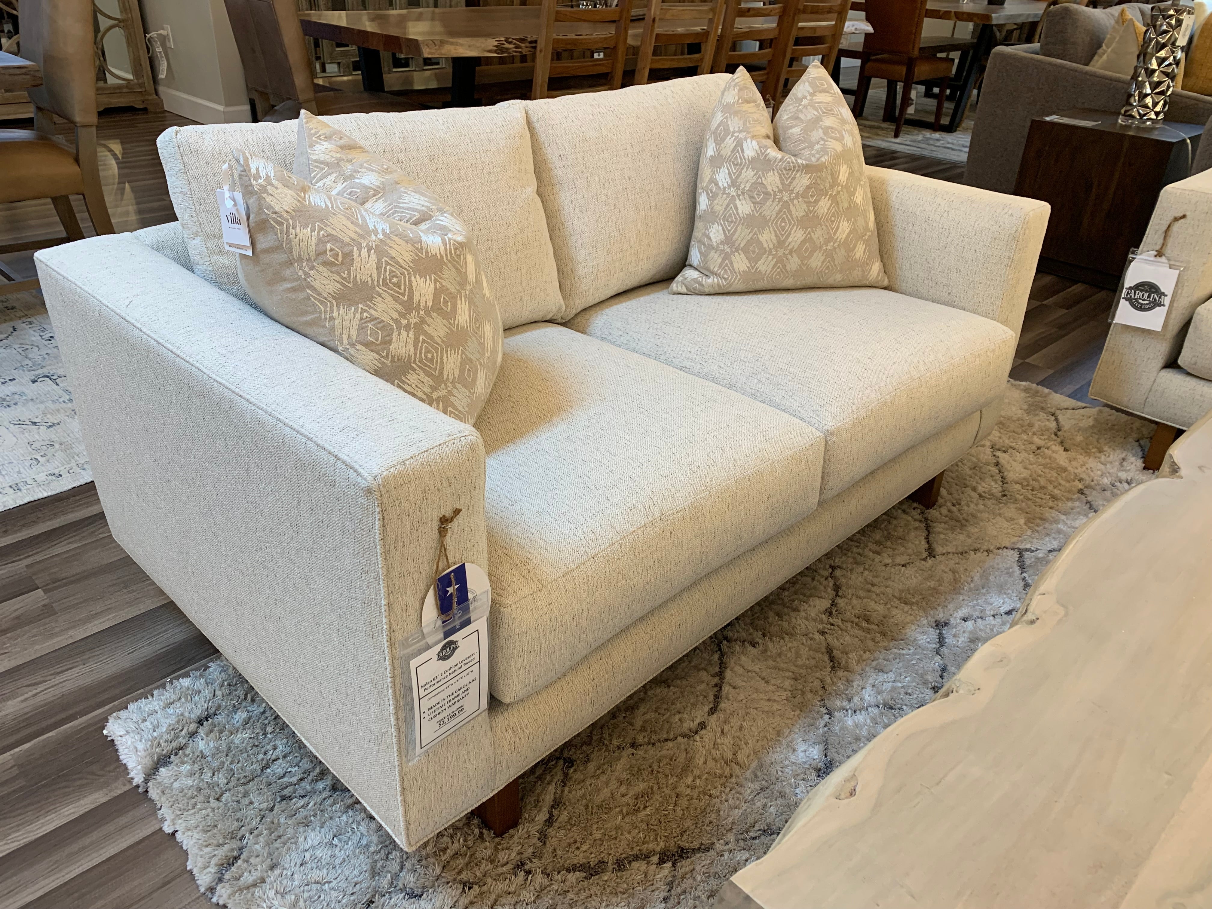 Jeffrey 63" 2 Cushion Loveseat - Performance Natural Tweed