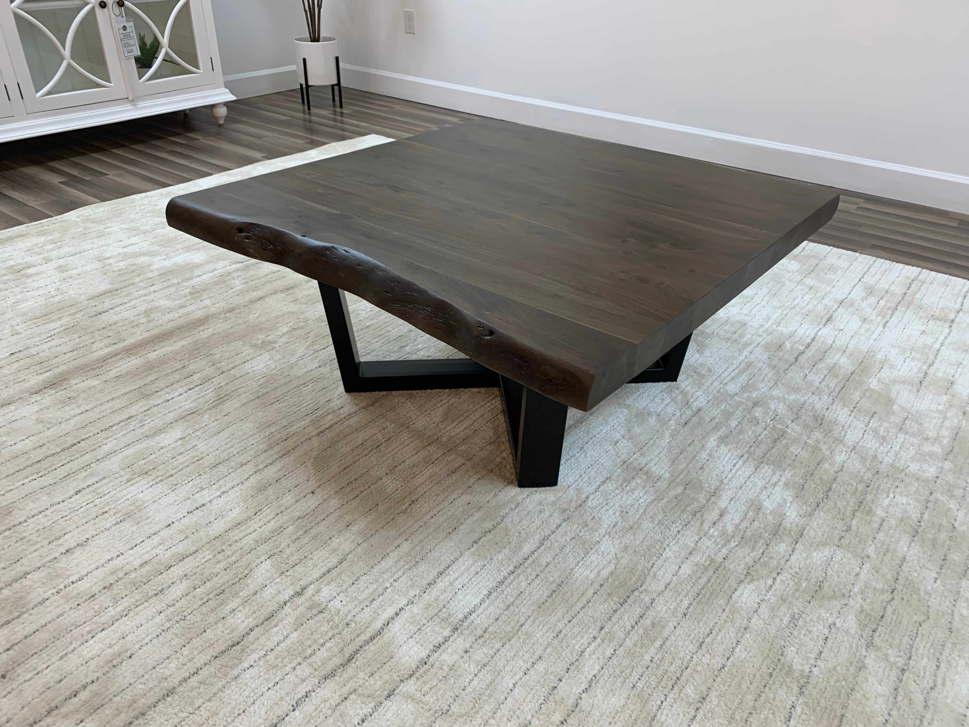 Malcolm Acacia 40" Square Live Edge Coffee Table - Natural + Smoke