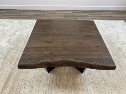 Malcolm Acacia 40" Square Live Edge Coffee Table - Natural + Smoke