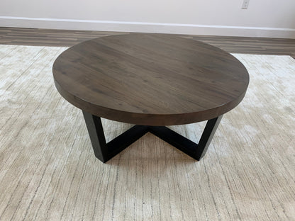 Malcolm Acacia 40" Round Coffee Table - Natural + Smoke